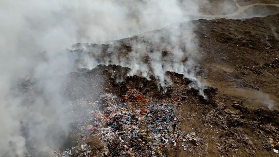 Methane produced in a landfill
